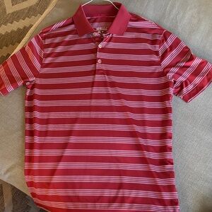 PGA Tour Red and White Striped Polo Shirt